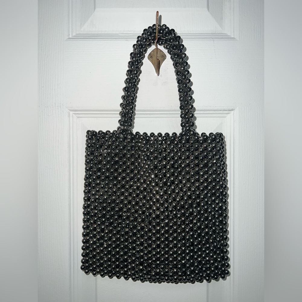 Mini silver beaded bag